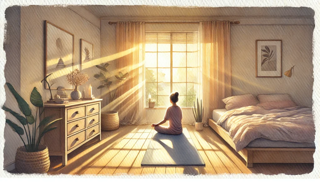 What Are Good Morning Routines? person practicing meditation in the morning for focus as part of good morning routines