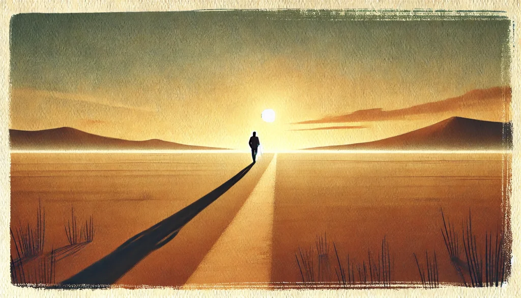 Person walking confidently in sunlight symbolizing momentum and identity transformation through habit building