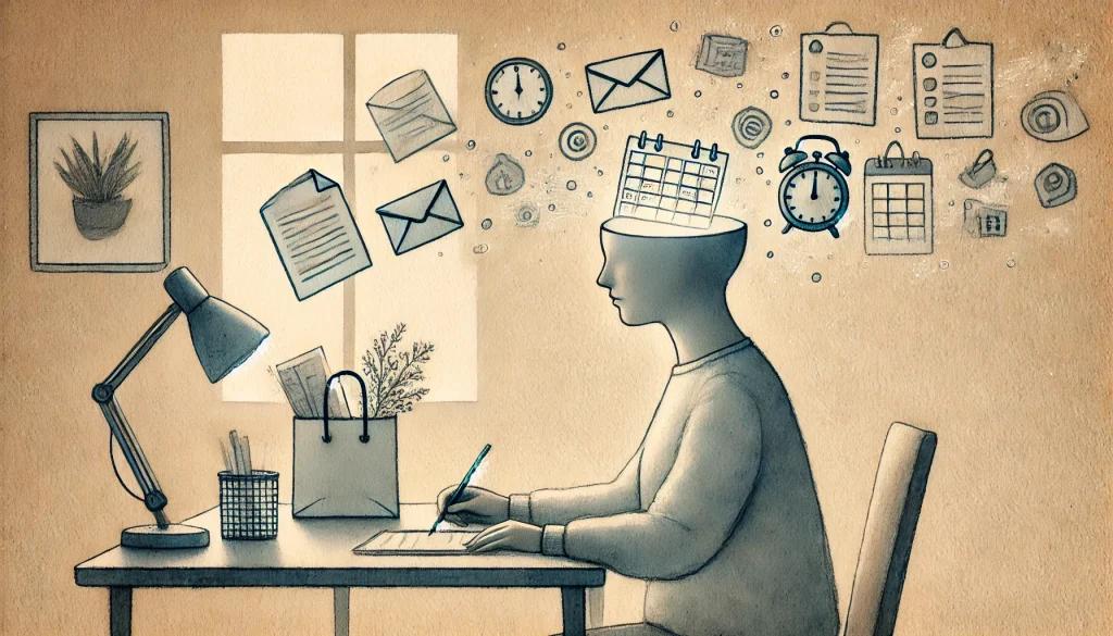 illustration showing brain overloaded with reminders explaining why people keep forgetting tasks