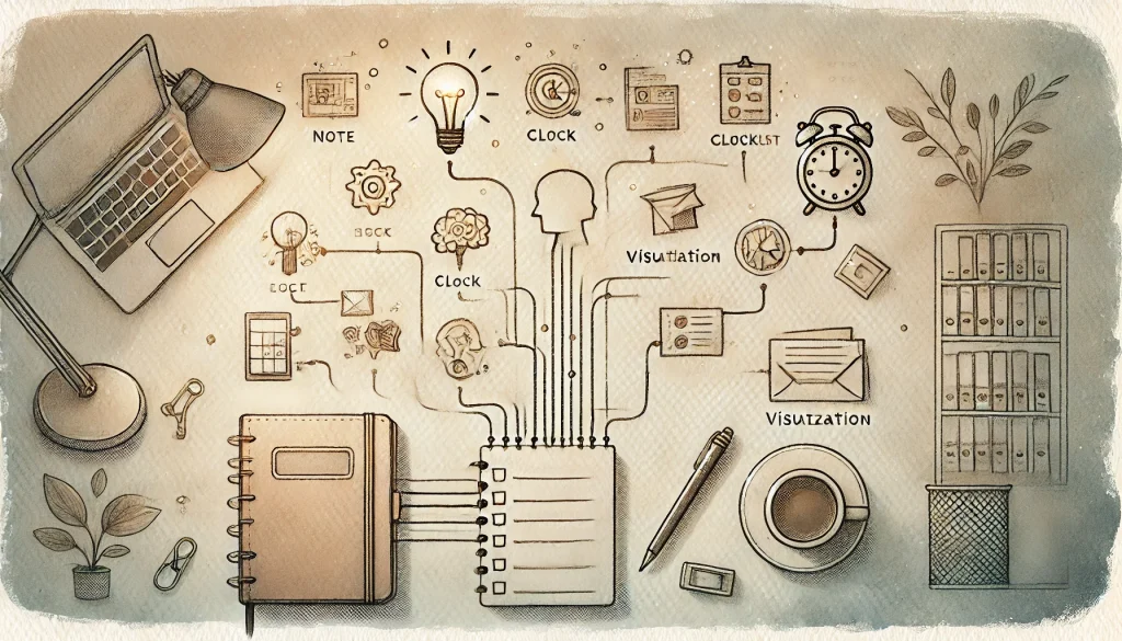 visual diagram linking tasks together demonstrating memory techniques to remember tasks better