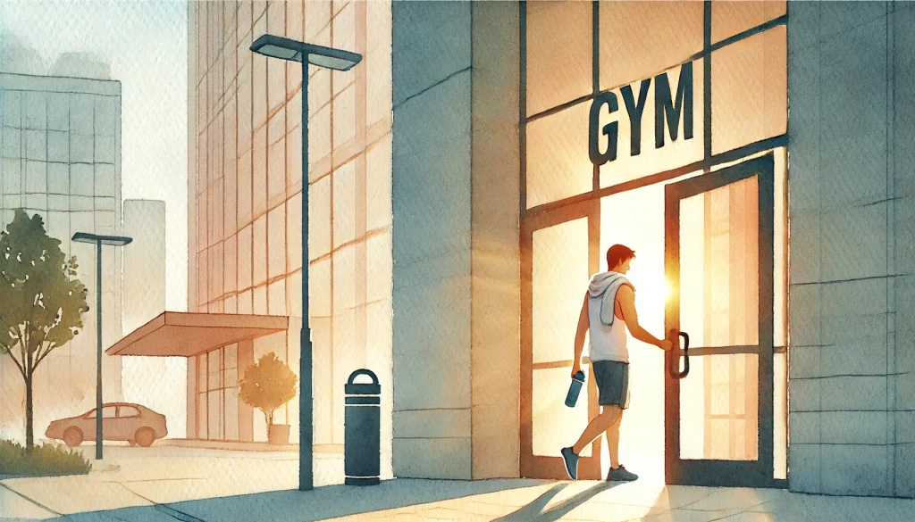 What Is the 2 Minute Rule? The Best Habit Strategy person entering gym showing a real life example of the 2 minute rule habit building strategy