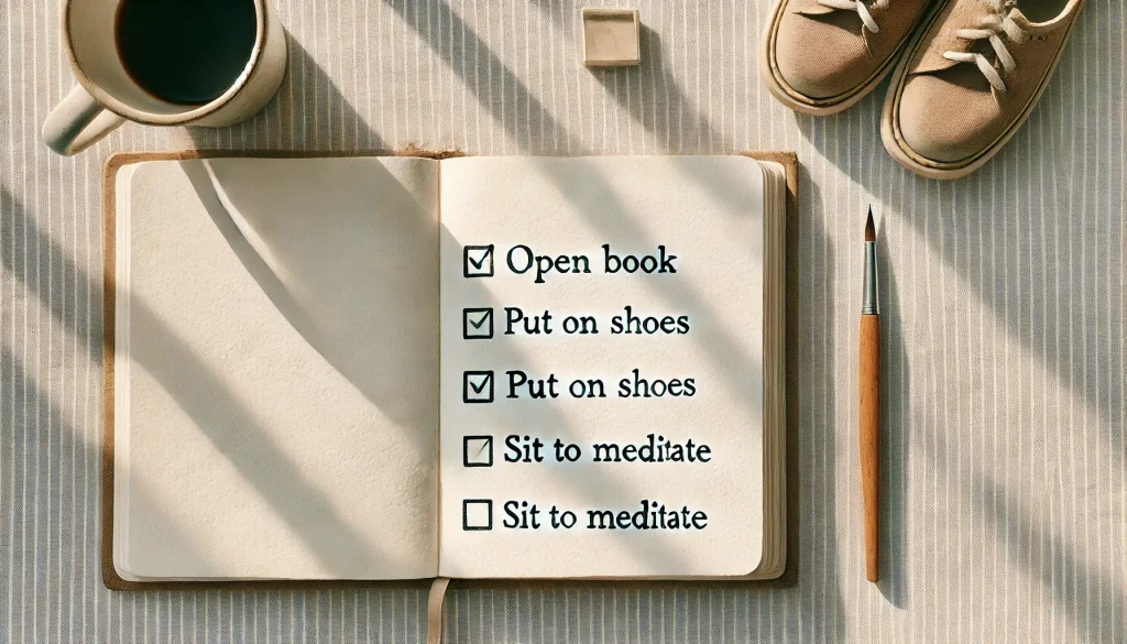 What Is the 2 Minute Rule? The Best Habit Strategy simple habit written in notebook showing how the 2 minute rule helps start new habits easily