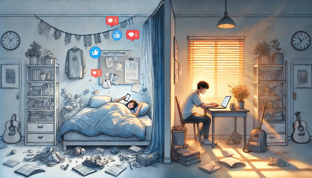 What is the best morning routine for a student? morning routine for students mistakes using phone distraction vs focused study routine for students morning